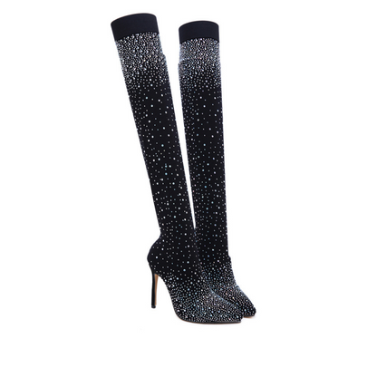 💝2024 New 🔥Hot Sale💝 Women’s Sparkly Faux Diamonds Over-the-Knee Boots