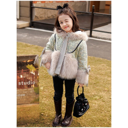 Children's Warm Fashionable Sequined Plush Jacket